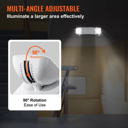 24 Pack Commercial Emergency Light, 3W, White LED Emergency Exit Lighting Fixtures with 180 Minutes Backup Battery Adjustable 2 LED Square Head, Ceiling or Wall Mount for Business Power Outages