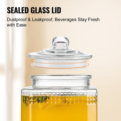 Dryckesdispenser, 1,5 gallon/5,5 l dryckesdispensrar för fester, juicedispenser i glas med stativ, kran i rostfritt stål, vattendispenser för iste, citronjuice, för restauranger, hotell, fester