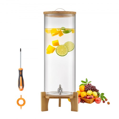 Dryckesdispenser, 13L dryckesdispensrar för fester, Glasjuicedispenser med träställ, Tapp i rostfritt stål, Iste- och citronvattendispensrar för fester