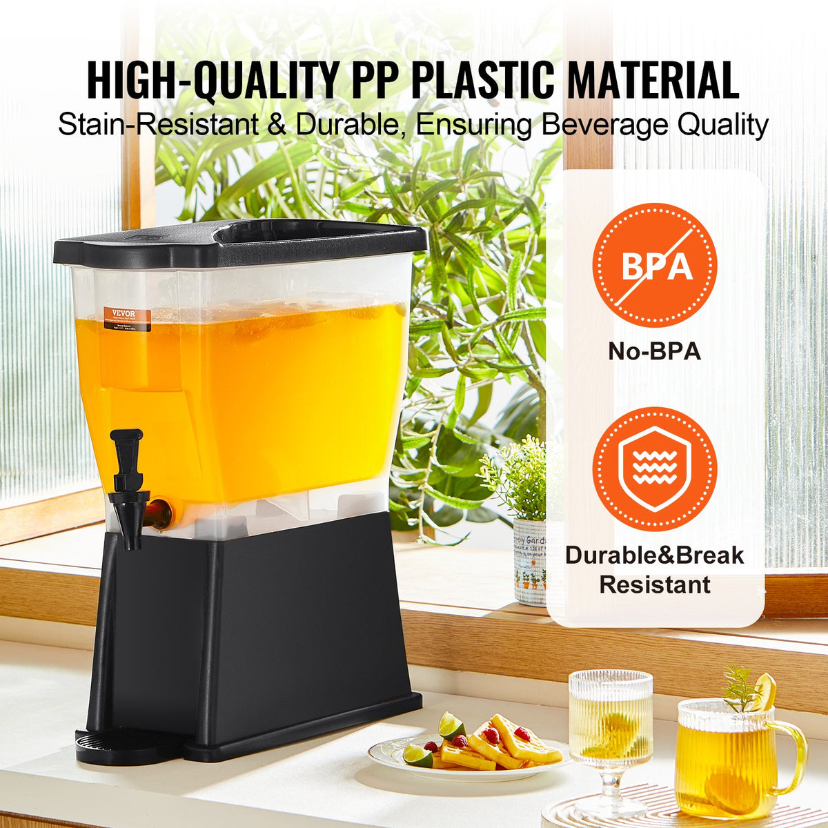 Dryckesdispenser, 3-gallons dryckesdispenser för fester, plastjuicedispenser med stativ och lock, iste-citronjuice-vattendispenser, för restauranger, hotell, fester