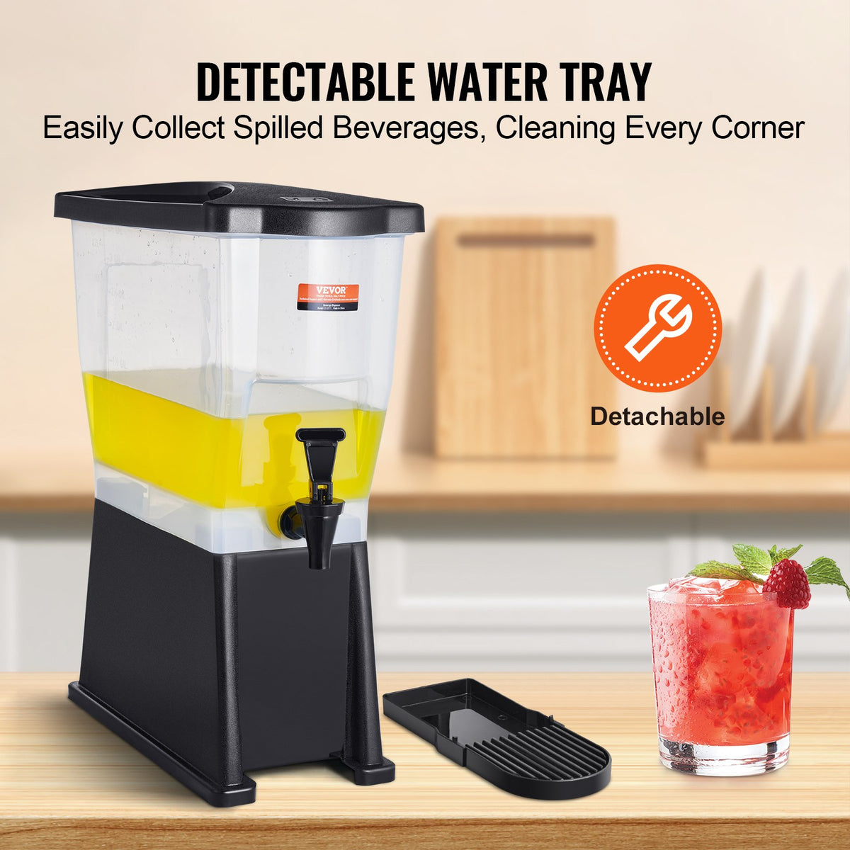 Dryckesdispenser, 3-gallons dryckesdispenser för fester, plastjuicedispenser med stativ och lock, iste-citronjuice-vattendispenser, för restauranger, hotell, fester