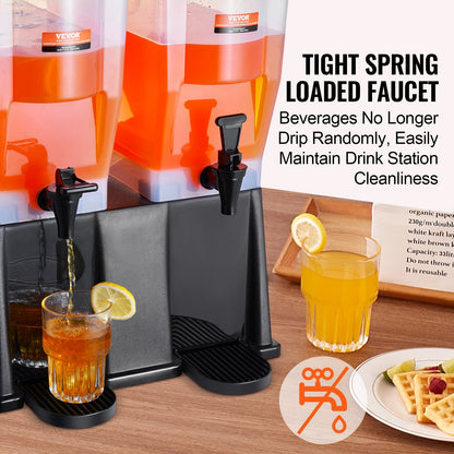 Dryckesdispenser, 3 gallon x 2 dryckesdispensrar för fester, plastjuicedispenser med stativ och lock, iste-citronjuice-vattendispenser, för restauranger, hotell, fester