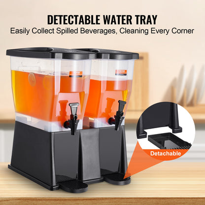 Dryckesdispenser, 3 gallon x 2 dryckesdispensrar för fester, plastjuicedispenser med stativ och lock, iste-citronjuice-vattendispenser, för restauranger, hotell, fester