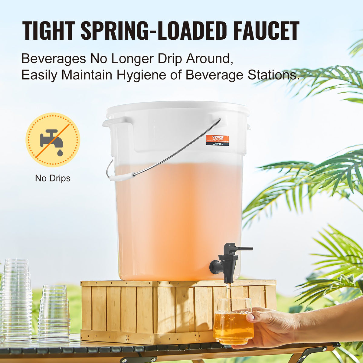 Dryckesdispenser, 5-gallons dryckesdispensrar för fester, plastjuicedispenser med kran och lock, iste-citronjuice-vattendispenser, för restauranger, hotell, fester, 2-pack