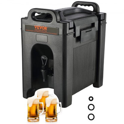 Isolerad dryckesdispenser, 9,5 l, livsmedelsklassad LDPE-servering för varma och kalla drycker, termisk dryckesdispenserkylare med 2,3 cm PU-lager, tvåstegs kranhandtag, för restaurang, dryckesbutik