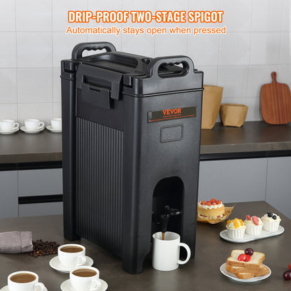 Isolerad dryckesdispenser, 18,9 l, livsmedelsklassad LDPE-servering för varma och kalla drycker, termisk dryckesdispenserkylare med 2,3 cm PU-lager, tvåstegs kranhandtag, för restaurang, dryckesbutik