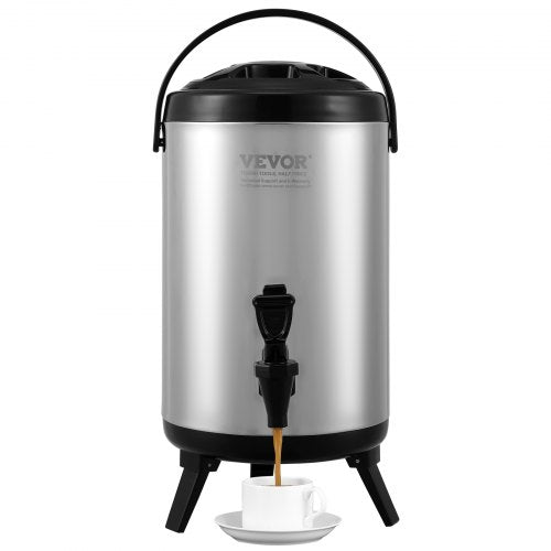 Isolerad dryckesdispenser i rostfritt stål, 7,6 liter, termisk dispenser för varma och kalla drycker med tapphandtag, livsmedelsklassad för varmt te, kaffe, vatten, restaurang, dryckesbutik