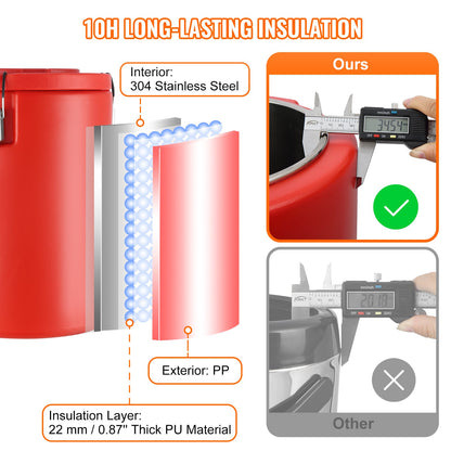 Isolerad dryckesdispenser i rostfritt stål, 4,5 gallon 17,2 liter, termisk serveringsbehållare för varma och kalla drycker med tapphandtag, livsmedelsklassad för varmt te, kaffe, vatten, restaurang, dryckesbutik