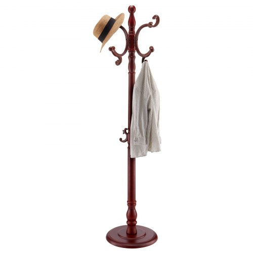 Coat Rack Freestanding, Wooden Coats Rack Stand with Weighted Base & 11 Hooks, Free Standing Hall Coat Tree for Entryway, Bedroom, Living Room, Modern Clothes Hanger Stand for Coats, Hats, Bag