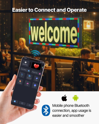 Programmerbar LED-skylt, P6 flexibel digital rullningspanel i fullfärg, gör-det-själv-anpassad textmönstrad GIF-displaytavla, Bluetooth-app-styrd meddelandeskylt för butiksreklam, 40x18 tum
