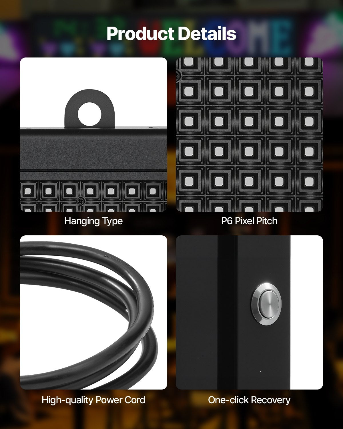 Programmerbar LED-skylt, P6 flexibel digital rullningspanel i fullfärg, gör-det-själv-anpassad textmönstrad GIF-displaytavla, Bluetooth-app-styrd meddelandeskylt för butiksreklam, 40x18 tum