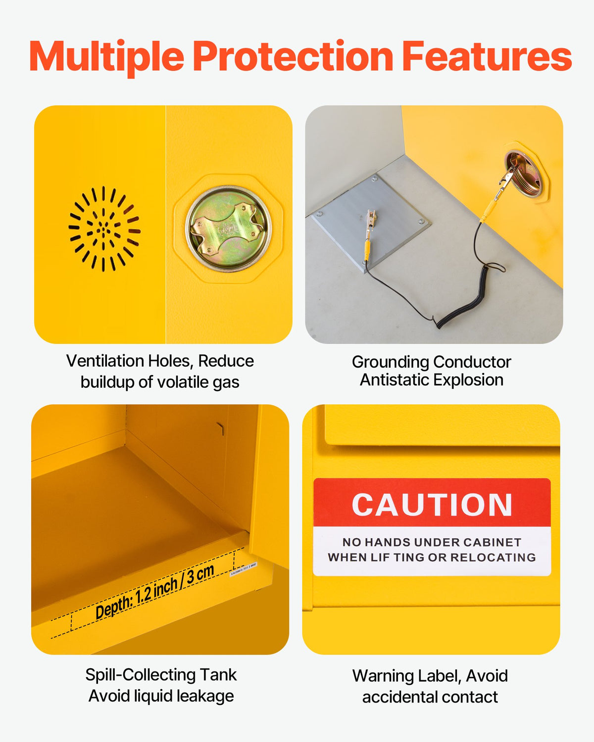 Flammable Cabinet, 59 x 46 x 90 cm, 13 Gallon Flammable Storage Cabinet with Adjustable Shelf, Cold-Rolled and Galvanized Steel Fire Cabinets, for Commercial Industrial and Home Use, Yellow