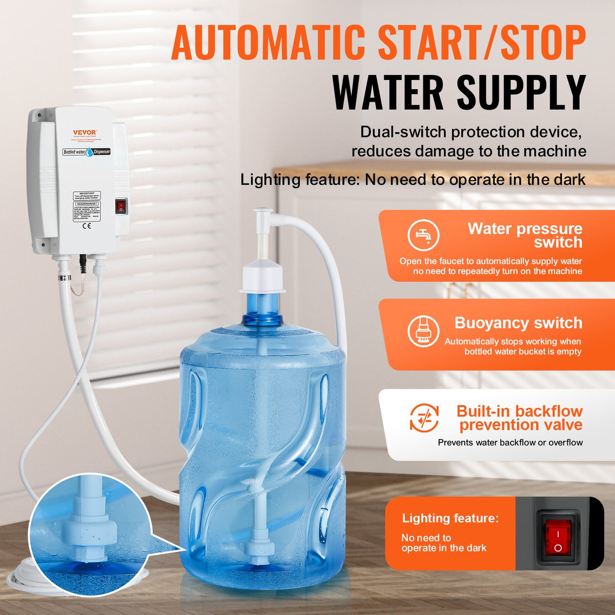 3,8 L vattendispenserpump 40psi kaffebryggare automatiskt tryck högt rykte
