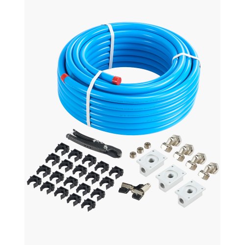 Luftkompressorledningssats, 100FT x 3/4", HDPE-aluminium tryckluftsrörssystem, läckagesäkert, tryckbeständigt och enkelt att installera, tryckluftsslangsats för garage och verkstäder, blå