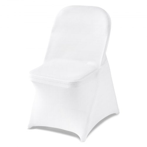 150 st vita stolsöverdrag, polyesterspandex stolsöverdrag, stretchöverdrag för bröllopsfest, middag, bankett, platt front, passar stolsmått upp till 17,72 x 18,11 x 30,31 tum