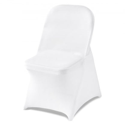 150 st vita stolsöverdrag, polyesterspandex stolsöverdrag, stretchöverdrag för bröllopsfest, middag, bankett, platt front, passar stolsmått upp till 17,72 x 18,11 x 30,31 tum