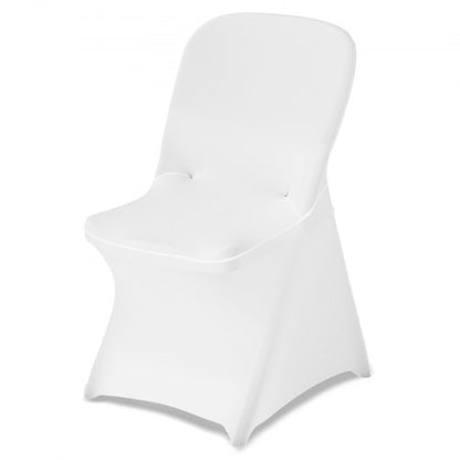30 st vita stolsöverdrag, polyester-spandex stolsöverdrag, stretchöverdrag för bröllopsfest, middag, bankett, platt front, passar stolsmått upp till 46 x 49 x 89 cm