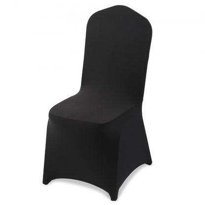 150 st svarta stolsöverdrag, polyester-spandex stolsöverdrag, stretchöverdrag för bröllopsfest, middag, bankett, platt front, passar stolsmått upp till 20,08 x 17,72 x 37,4 tum