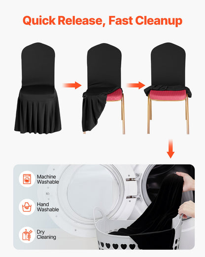 30 st svarta stolsöverdrag, polyester-spandex stolsöverdrag, stretchöverdrag för bröllopsfest, middag, bankett, platt front, passar stolsmått upp till 20,08 x 17,72 x 37,4 tum
