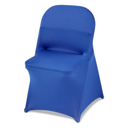 50 st blå stolsöverdrag, polyester spandex stolsöverdrag, stretchöverdrag för bröllopsfest middag bankett stolsöverdrag med platt front, passar stolsmått upp till 17,72 x 18,11 x 30,31 tum