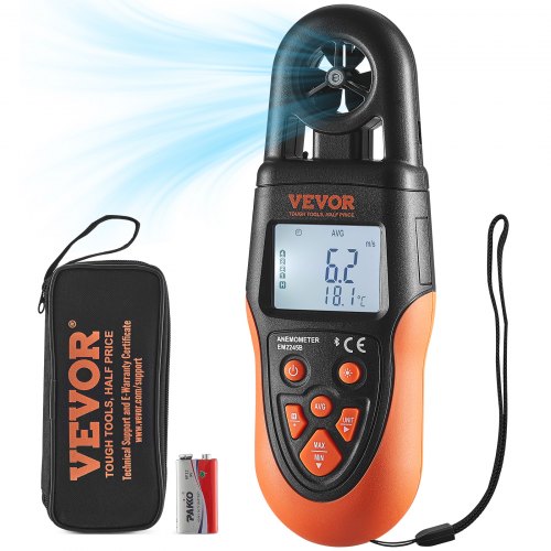 Bluetooth handhållen anemometer, 14℉-140℉, digital vindhastighetsmätare med LED-bakgrundsbelyst skärm, mäter vindhastighet, vindtemperatur, luftflöde, vindkylning, för surfing, drönare, flygning, HVAC