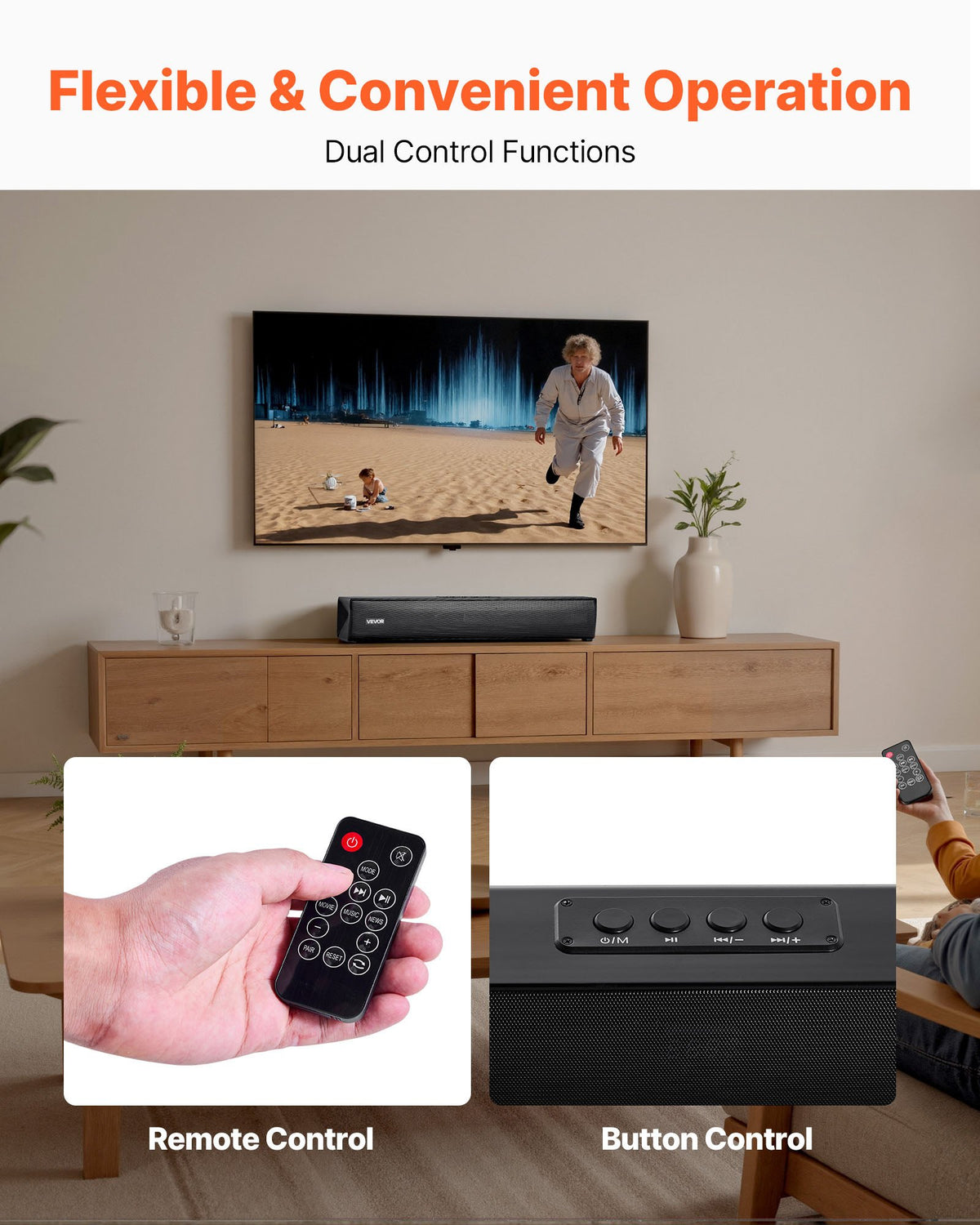 Soundbar för Smart TV, 2.0-kanal, 450 mm kompakta Soundbar-TV-högtalare för projektor, Bluetooth AUX-anslutning, fjärrkontroll, enkel installation, 80 W surroundljudsystem för PC, hemmabiosystem