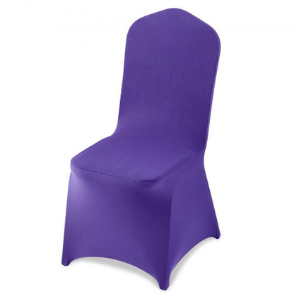 50 st lila stolsöverdrag, polyesterspandex stolsöverdrag, stretchöverdrag för bröllopsfest, middag, bankett, platt front, passar stolsmått upp till 20,08 x 17,72 x 37,4 tum