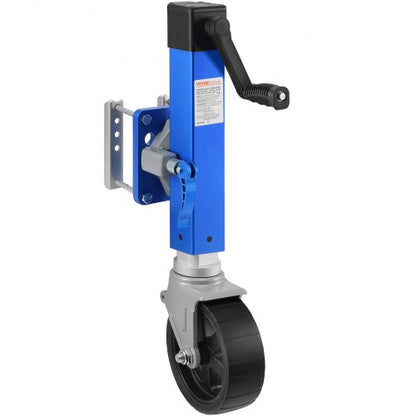 Domkraft med hjul, 1600 lbs kraftig svängbar båttrailerdomkraft PP enkelhjul, 10" lyft, bultad domkraft med ergonomiskt handtag för husbil, båt, hästtrailer, allmänt släpvagn