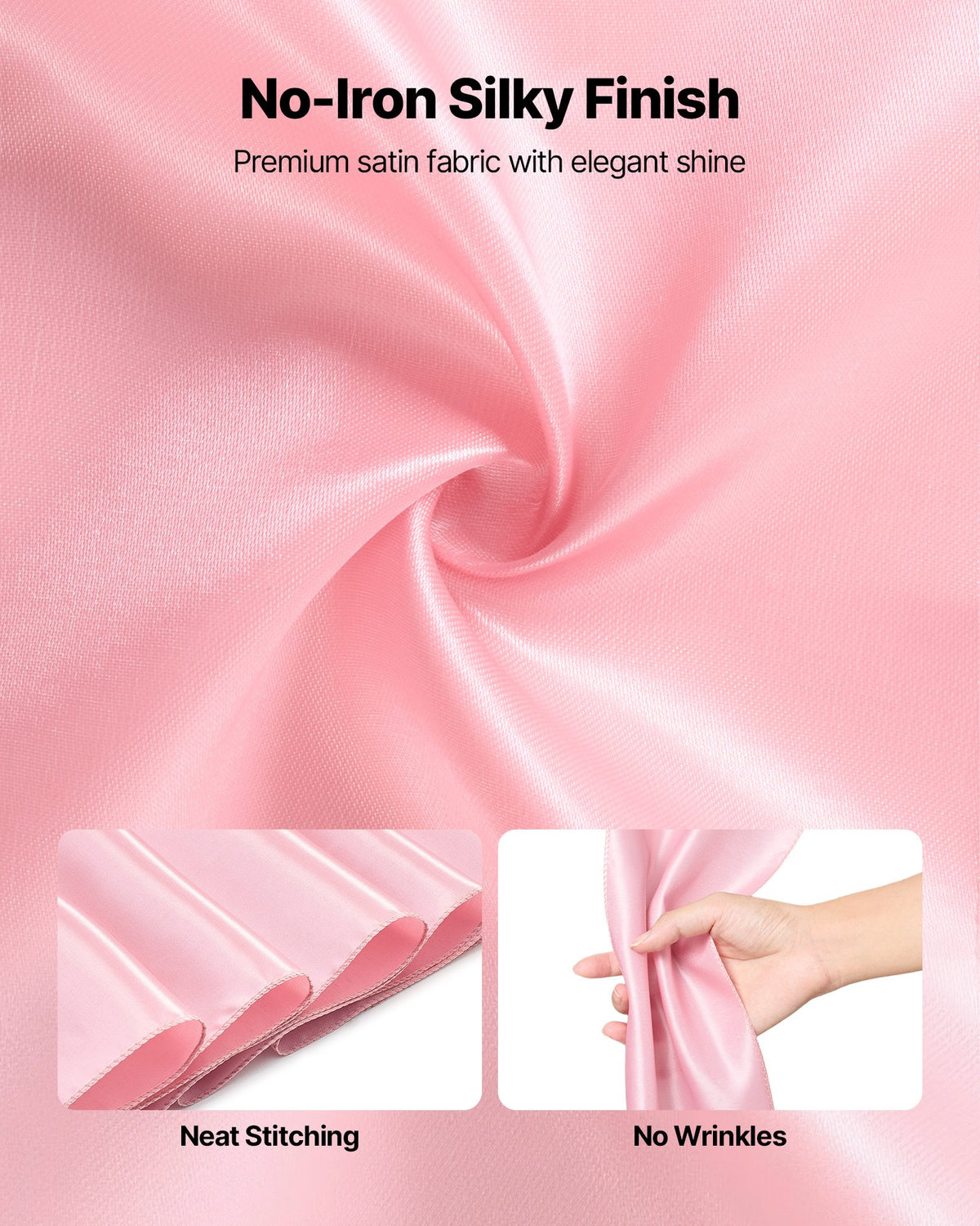 Satinstolsbågar med rosetter, 50 st. stolsband med band, 7 x 108 tum, roséguld bröllopsdekoration, för bröllopsceremoni babyshowerfest evenemang bankett stolsöverdrag dekoration