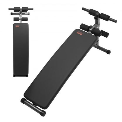 Sit Up-bänk, hopfällbar böjd, nedåtgående magbänk, med 5 justerbara höjdinställningar, kraftigt stål, halkfri design, 226 kg kapacitet för hemmagym, styrketräning, helkroppsmuskler