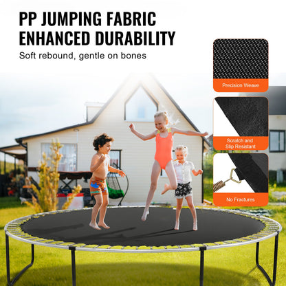 Replacement Trampoline Mat, Jumping Mat Fits 15ft Frame, Universal Jumping Mat for 15ft Round Trampoline, Reinforce UV-Resistant Mat with Spring Tool & Durable V-Rings, Fit 6.5" Spring Length