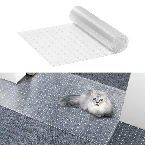 Mattskydd för husdjur, 15" x 4' PVC reptåligt mattskydd för dörröppning, halkfri klösskyddsmatta för katt, lättskärbar plastmatta mot klös, klösskydd för kattmatta