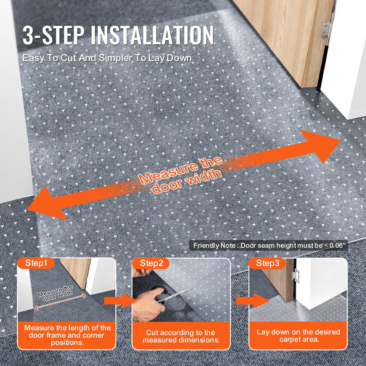 Mattskydd för husdjur, 24" x 25' PVC reptåligt mattskydd för dörröppning, halkfri klösskyddsmatta för katt, lättskärbar plastmatta mot klös, klösskydd för kattmatta