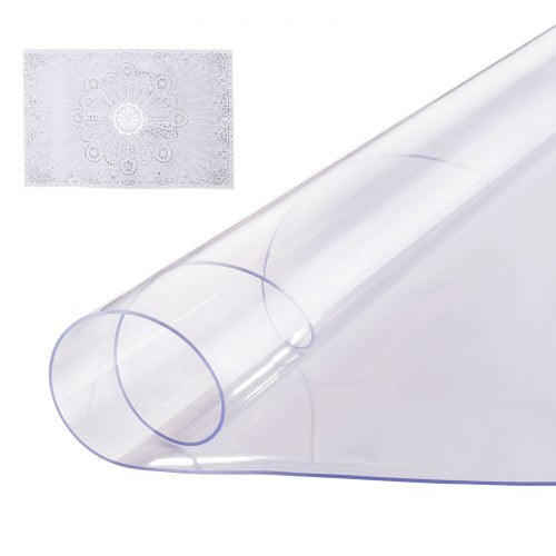 Plastbordsskydd, 42 x 42 tum 2,0 mm tjockt genomskinligt bordsskydd, rund PVC-skrivbordsmatta, vattentät och lättrengörande skrivbordsunderlägg, för kontorsbyrå, matbord, nattduksbord