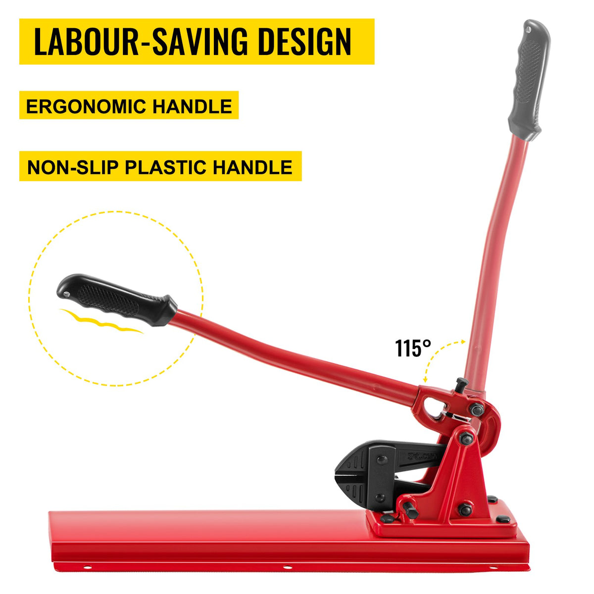 24" bänktyp handpress, skärkapacitet 3/8" bultavskärare bänktyp, hårdhet 35-45HRC krympverktyg bänkstål, röd pressmaskin för pressning och skärning, armbänkpress