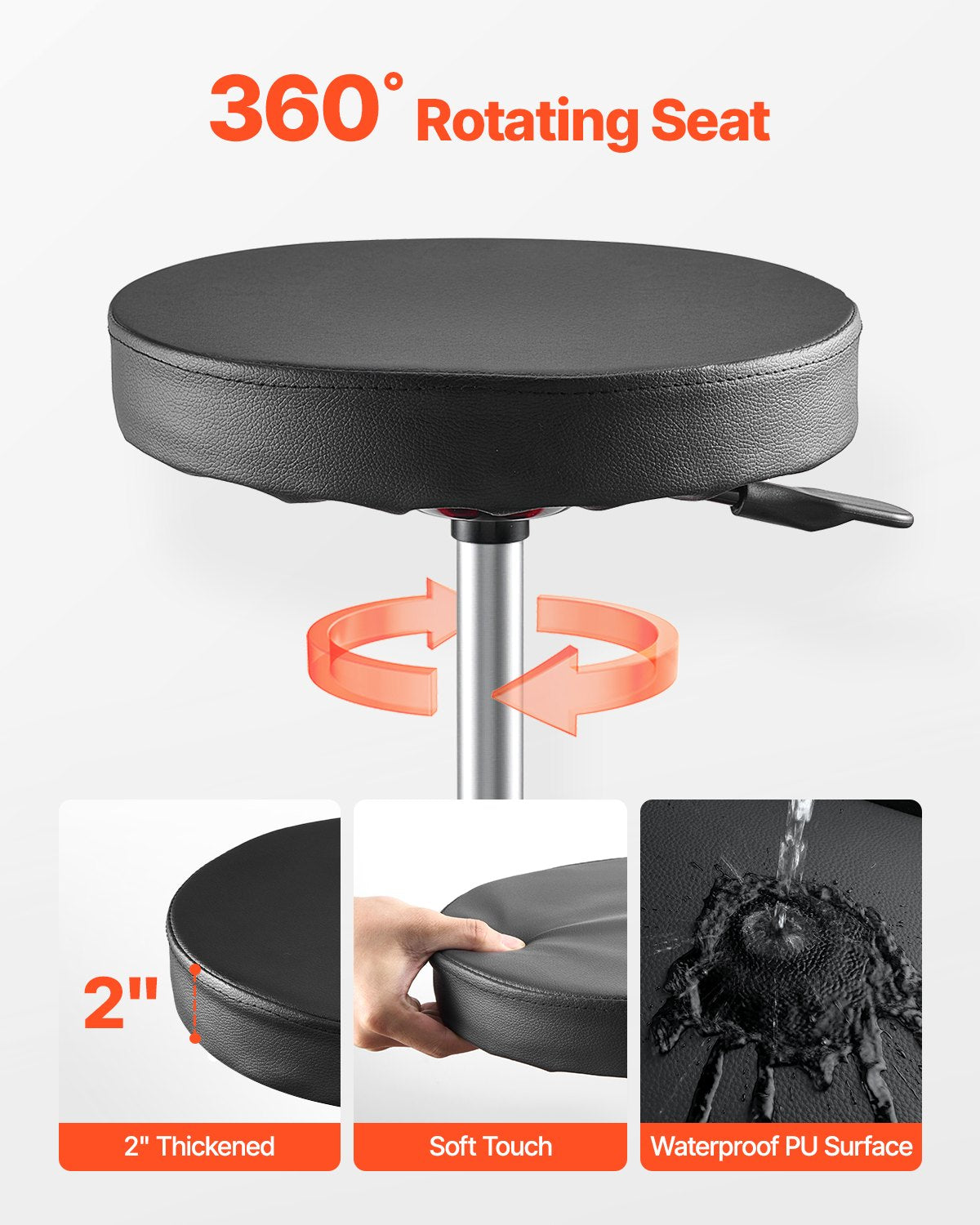 Rullande mekanikerpall med hjul, kapacitet 136 kg garagestol/arbetspall, justerbar höjd (40-54 cm) rullande krypstol med verktygslåda, för garage, verkstad och bilreparationer, svart+röd
