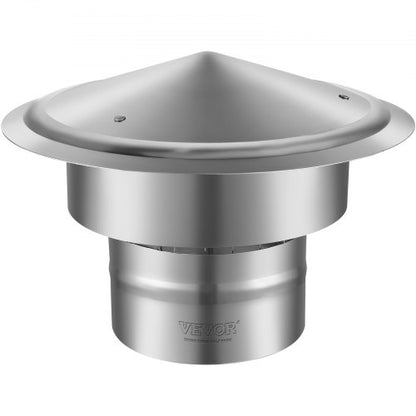 Chimney Cap, 152.4 mm, 304 Stainless Steel Round Roof Rain Cap, 300mm Increased Caps, All Weather & Reinforced Screws & Easy Installation, for Perfect Insulation Vent Cover Outside, Silver