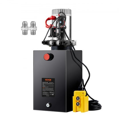 Hydraulpump, 15 liters hydraulaggregat, dubbelverkande släpvagnspump, flödeshastighet 0,91 GPM, maxavlastningstryck 3200 PSI, DC 12V hydraulpump för lyft av släpvagnsbilar