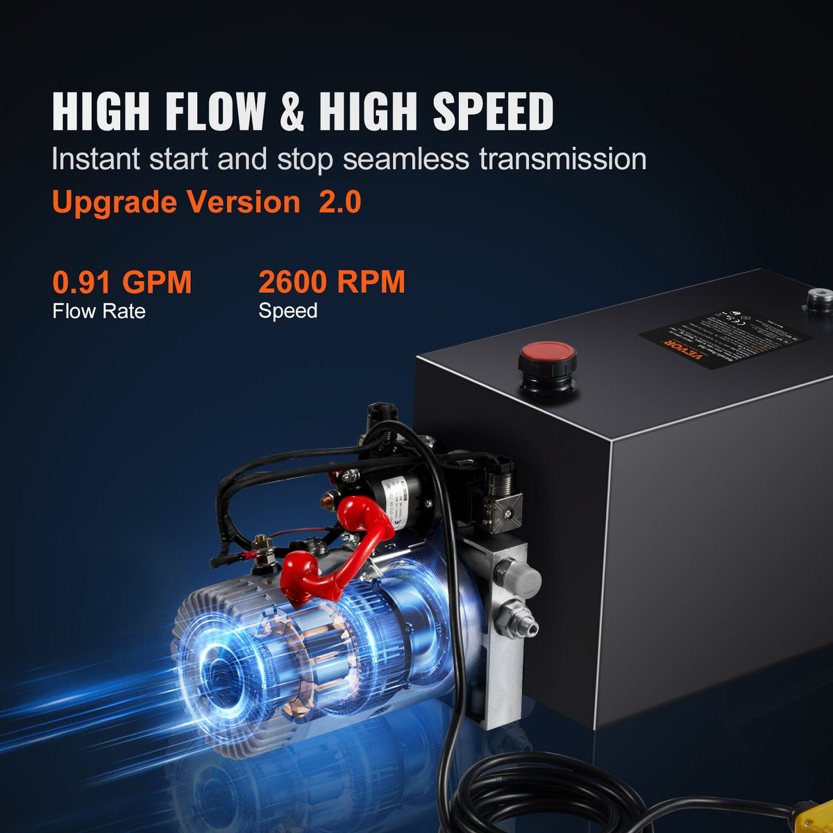 Hydraulpump, 15 liters hydraulaggregat, dubbelverkande släpvagnspump, flödeshastighet 0,91 GPM, maxavlastningstryck 3200 PSI, DC 12V hydraulpump för lyft av släpvagnsbilar