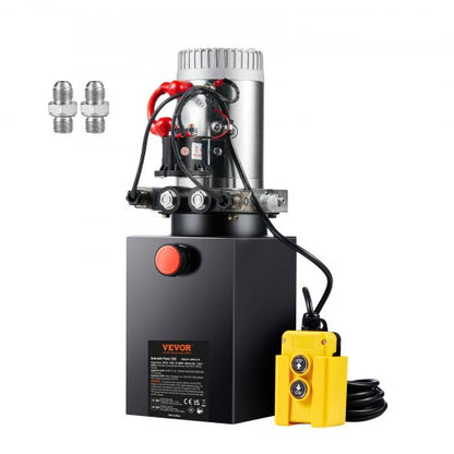 Hydraulpump, 6 liters hydraulaggregat, dubbelverkande tippvagnspump, flödeshastighet 0,91 GPM, maxavlastningstryck 3200 PSI, DC 12V hydraulpump för tippvagnslyft