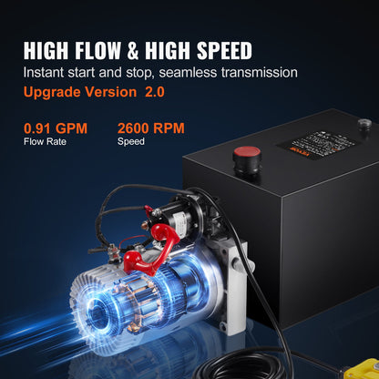 Hydraulpump 8 Quart/7,6 L Enkelverkande Tippvagnspump Kraftenhet DC 12V