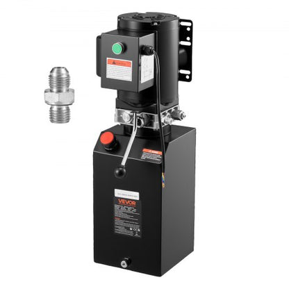 Hydraulpumpsaggregat, AC 220V, 15 liters enkelverkande hydraulaggregat, 6,3 l/min oljeflöde, max. utloppstryck 22 MPa för dumper, bilverkstad, billyftplattformar, svart