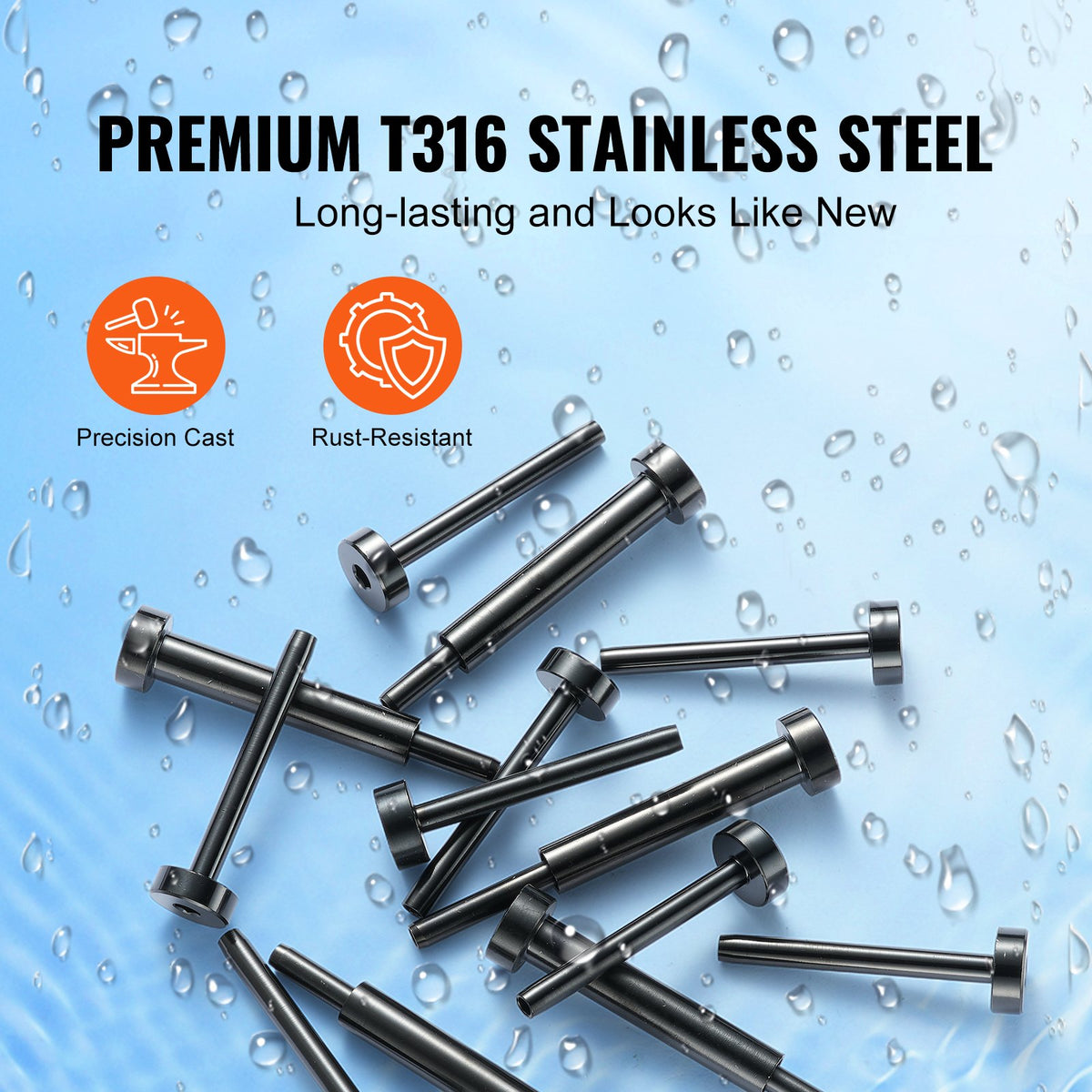 30-pack osynlig kabelräckessats, T316 rostfritt stål 3,2 mm osynlig mottagare och pressningsände för kabelräcke, pressningsspännare 3,2 mm för trä-/metallstolpe, kabelräckesdetaljer, svart