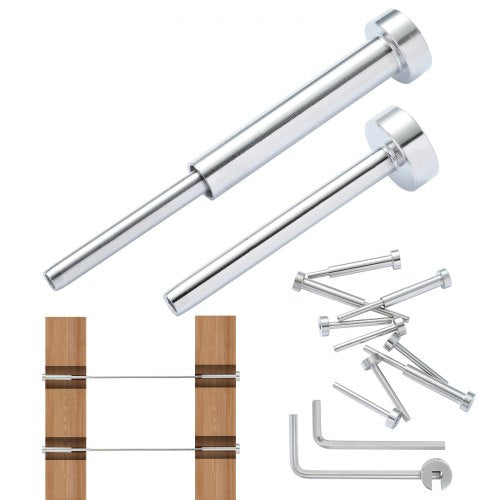 20-pack osynlig kabelräckessats, T316 rostfritt stål 3,2 mm osynlig mottagare och pressningsände för kabelräcke, pressningsspännare 3,2 mm för trä-/metallstolpe, kabelräckesdetaljer, silver