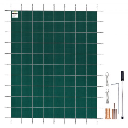 Rectangular Safety Mesh Swimming Pool Cover 4.27 x 7.92 m Green Winter Outdoor