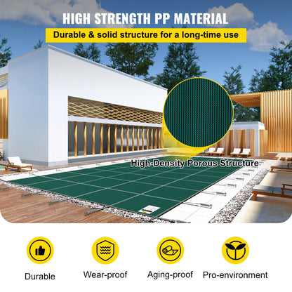 Rectangular Safety Mesh Swimming Pool Cover 4.27 x 7.92 m Green Winter Outdoor