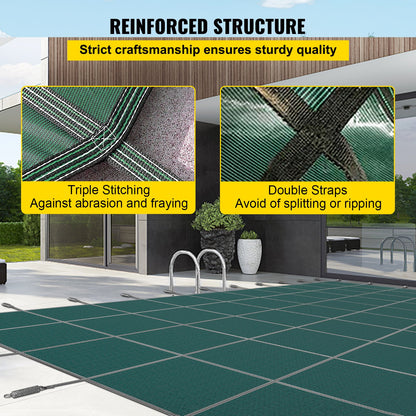 Rectangular Safety Mesh Swimming Pool Cover 4.27 x 7.92 m Green Winter Outdoor