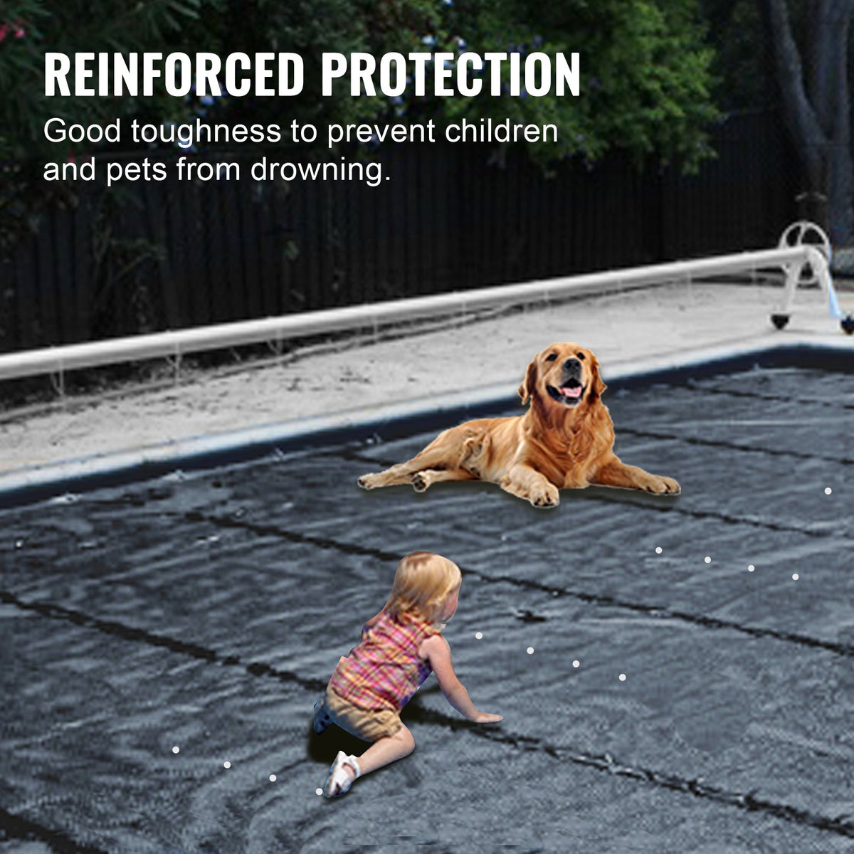 Pool Safety Cover, 11.5x19.6 ft In-ground Pool Cover, Charcoal PVC Pool Covers, Rectangular Safety Pool Cover In-ground Cover Solid Safety Pool Cover for Swimming Pool Winter Protection Cover
