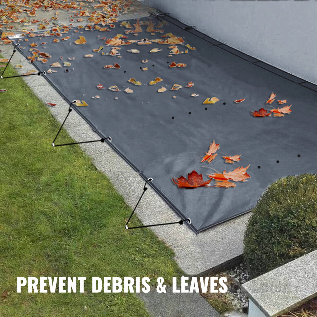 Pool Safety Cover, 11.5x19.6 ft In-ground Pool Cover, Charcoal PVC Pool Covers, Rectangular Safety Pool Cover In-ground Cover Solid Safety Pool Cover for Swimming Pool Winter Protection Cover