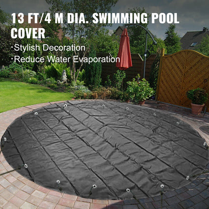 Poolsäkerhetsskydd, 13 fot i diameter, nedgrävt poolskydd, träkolsfärgade PVC-poolskydd, runt säkerhetspoolskydd, nedgrävt säkerhetsskydd, massivt säkerhetspoolskydd för pool, vinterskydd